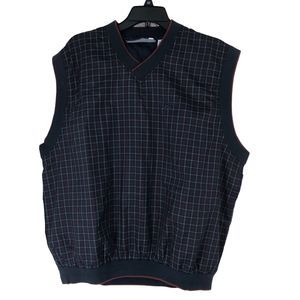 Vintage Reebok Poly/Nylon Golfers Vest Navy W/Stripes of Burgundy, Green, Yellow